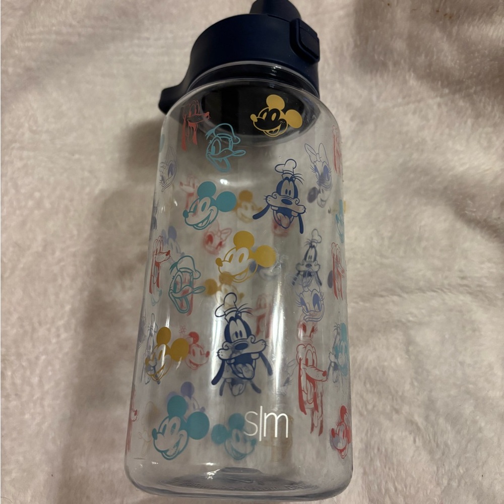Simple Modern Disney Multi-Character Clear Bottle with Navy Flip Lid